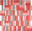 Mosaique combinaison mosaique de verre ALU mix Red Mix aluminium translucide rouge brillant
