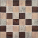 Mosaique Carre Mosaique de verre mix beige translucide aspect beton brillant