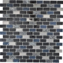 Mosaik Stäbchen Verbund Naturstein Glasmosaik schwarz silber anthrazit Struktur Wand Fliesenspiegel Küche Bad WC - 87-0003