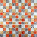 Glasmosaik Mosaikfliese Bordüre Silber Orange Gold Struktur - 63-71739
