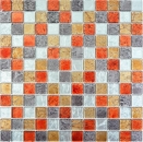Mosaique de verre Carreau de bordure Argent Orange Or Structure - 63-71739