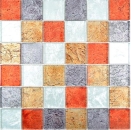 Glasmosaik Mosaikfliese Gold Silber Orange Cremeweiß Fliesenspiegel Küche - 129-71739