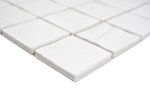 Mosaik Quadrat Kanran white Keramik 3D-Optik weiß glänzend