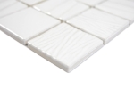 Mosaik Quadrat Kanran white plain Keramik 3D-Optik weiß glänzend