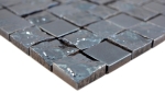 Mosaik Quadrat Gaku black Keramik 3D-Optik schwarz glänzend