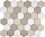 Mosaik Fliese Keramikmosaik Hexagon weiß hellbeige hellgrau unglasiert 11B-1122-R10