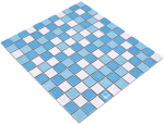 Mosaico cuadrado mezcla azul blanco ceramica brillante