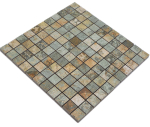 Mosaico cuadrado Cortina Bagdad 25 mezcla beige marron verde Gres porcelanico aspecto alfombra marron verde mate R9