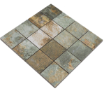 Mosaico cuadrado Cortina Bagdad 71 mezcla beige marron verde Gres porcelanico aspecto alfombra marron verde mate R9