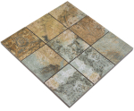 Mosaik Quadrat Curtain Bagdad 95 mix beige brown green Feinsteinzeug Teppichoptik braun grün matt R9