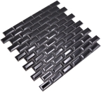 Mosaico Brick Bond Diamond negro liso ceramica metro look glossy