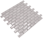 Mosaico Ladrillo Bond Diamond uni piedra gris ceramica metro look gris brillante