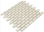 Mosaico Ladrillo Bond Diamond ceramica lisa marfil metro look glossy