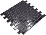 Mosaik Brick uni schwarz glänzend Keramik Mauerverbandoptik