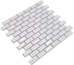 Mosaico Brick Bond Diamond blanco liso ceramica metro look glossy