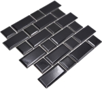 Mosaico metro uni negro mezcla ceramica metro look brillante