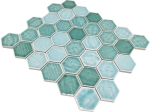 Carreaux de mosaique Mosaique Ceramique Hexagonal vert brillant