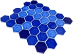 Mosaikfliesen Keramikmosaik Mosaik Hexagonal blau glänzend