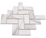 Mosaique chevron Calacatta aspect Ceramique aspect pierre blanc mat