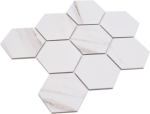 Mosaique Hexagon Calacatta Ceramique aspect pierre blanc mat