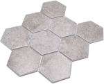 Mosaique Hexagon Ciment Ceramique Aspect ciment gris mat