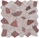 Bruchmosaik Polygonal Marmor Natursteinmosaik rot beige Rosso Verona Botticino 44-1002