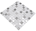 Mosaik Quadrat Glasmosaik Stahl mix weiß Glas Mix Transluzent Edelstahl glänzend