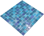 Mosaicos Mosaico de vidrio Trazo azul Azul claro Azul oscuro Cuadrado Cristal