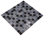 Carreaux de mosaique Mosaique de verre Noir gris clair Anthracite Carre Crystal