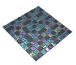 Mosaique Carre Mosaique de verre mix Shell SAPHIRE 25 Translucide iridium bleu noir brillant