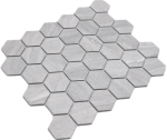 Mosaik Hexagon Travertin grau matt Keramik Steinoptik