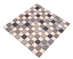 Mosaik Quadrat mix unglasiert Keramik hellbeige grau matt R10