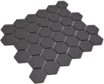 Mosaik Hexagon uni schwarz unglasiert Keramik Hexagonoptik matt R10
