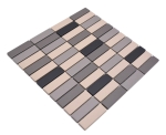Mosaik Stäbchen mix unglasiert Keramik Kreuzverbandoptik hellbeige grau matt R10