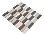 Mosaik Stäbchen mix unglasiert Keramik Kreuzverbandoptik beige schwarz matt R10
