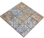 Mosaico cuadrado Cortina Vestige 95 fuerte mezcla de colores gres porcelanico aspecto alfombra fuerte multicolor mate R9