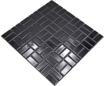 Mosaik Windmühle uni schwarz glänzend Keramik Parkettoptik