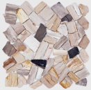 Mosaique de pierre naturelle fossile Polygonal Bruch Mosiakmatte Wood aspect bois Receveur de douche cuisine Mur - 44-Fossile
