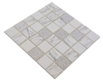 Mosaik Quadrat ECO mix Carrara Optik GLAS Retrooptik weiß matt