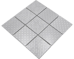 Mosaico quadrato Geo Grey in ceramica effetto retro grigio lucido
