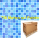 720 plaques = 72 m² de mosaïque pour piscine – mosaïque en verre (nuances de bleu : clair, moyen et foncé) – I-210-PA339