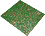 Mosaico mosaico de vidrio verde perla claro verde claro dorado cobre irisado