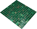 Azulejo de mosaico de vidrio, verde ópalo con iridiscencia cobriza