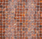 Mosaique de verre Carreau de mosaique brun fonce or cuivre changeant