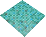 Schwimmbadmosaik Poolmosaik Glasmosaik türkis grün Mix Fliese  | 1 Matte