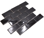 Mosaique Subway Handmade Style Black brillant Ceramique aspect maconnerie noir