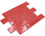 Mosaik Subway Handmade Style Red glänzend Keramik Mauerverbandoptik rot
