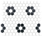 Mosaik Fliese Keramikmosaik Hexagon schwarz weiß matt 11A-0103