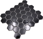 Mosaik Hexagon uni schwarz glänzend Keramik Hexagonoptik