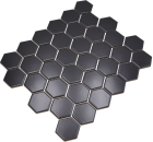 Mosaico esagonale uni nero opaco in ceramica aspetto esagonale